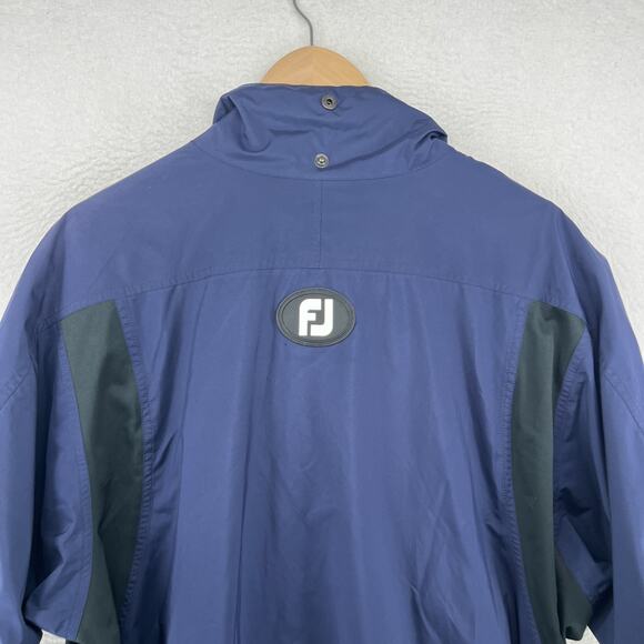 FOOTJOY Jacket Mens L DryJoys Golf Rain Windbreaker 1/4 Zip Short Sleeve Blue - Picture 4 of 15